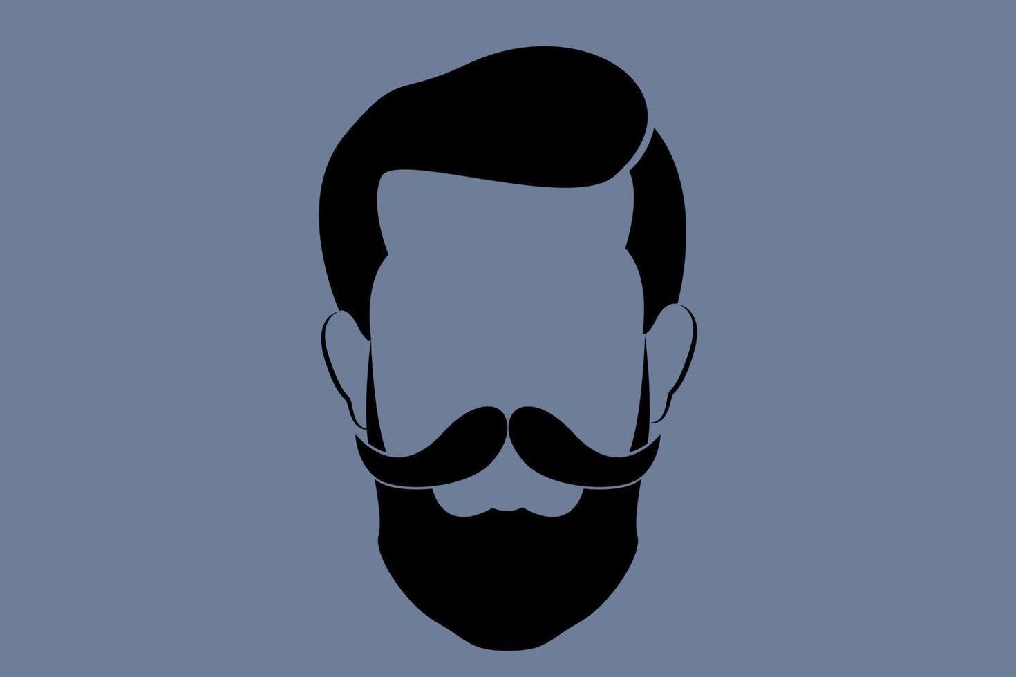 hipster logo ritratto uomini barba stile. emblema distintivo dell'etichetta dell'annata isolato negozio di barbiere. illustrazione vettoriale isolato su sfondo blu vintage