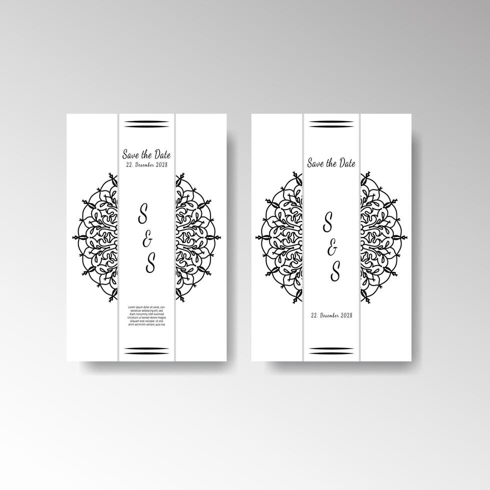 salva il design della carta di invito alla data in stile tatuaggio all'henné. mandala decorativo per stampa, poster, copertina, brochure, flyer, banner. vettore