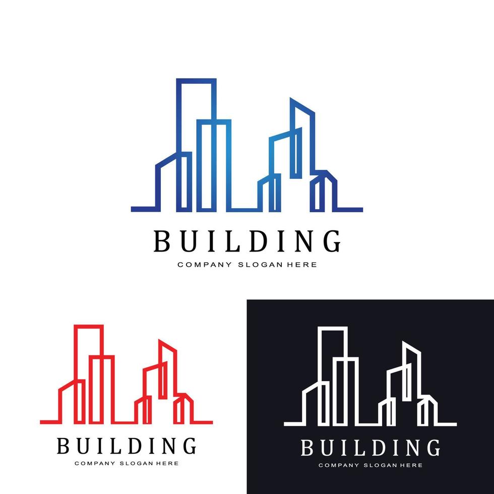 simbolo dell'icona del logo della costruzione di edifici urbani, casa, appartamento, vista della città vettore