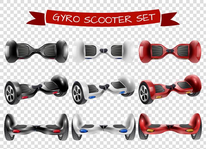 Gyro Scooter View Set Sfondo trasparente vettore