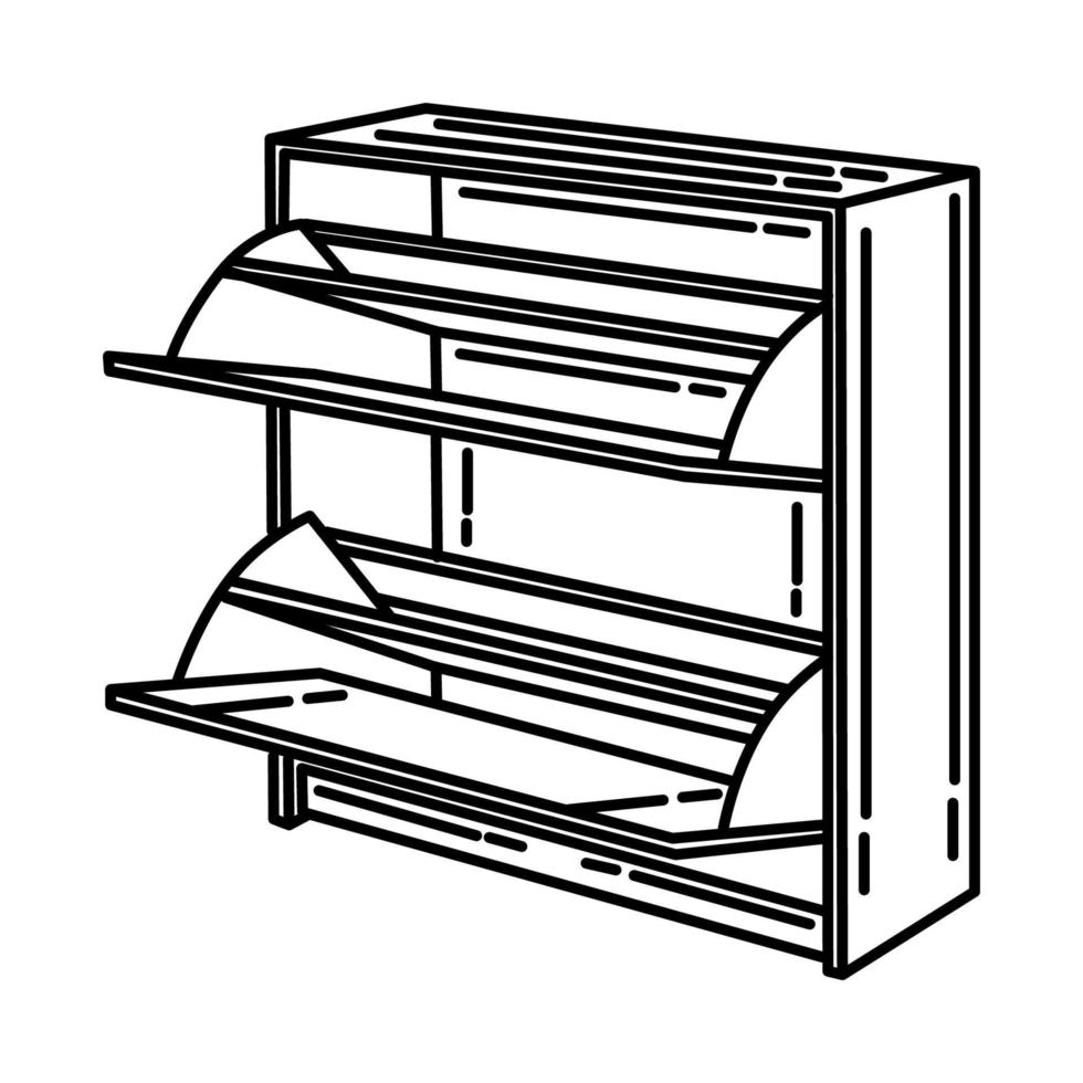 icona dell'armadio delle scarpe. scarabocchiare lo stile dell'icona disegnato a mano o contorno vettore