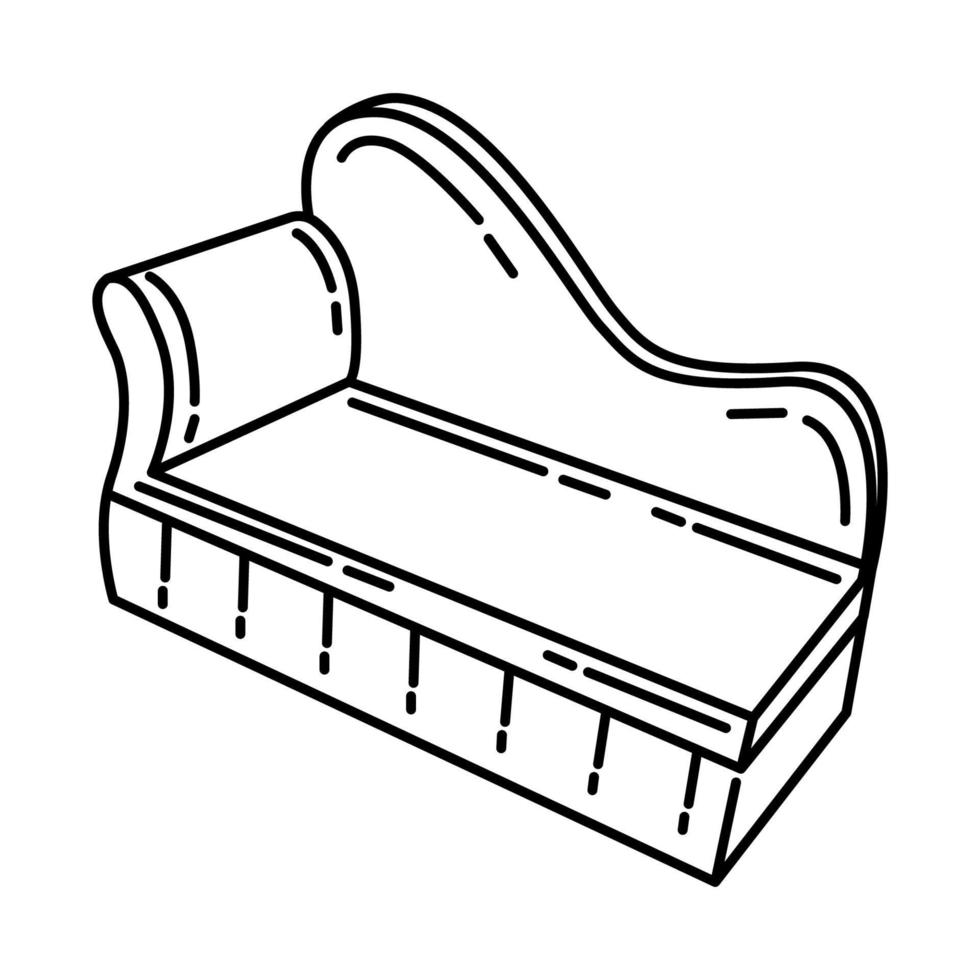 icona del divano divano moderno. scarabocchiare lo stile dell'icona disegnato a mano o contorno vettore