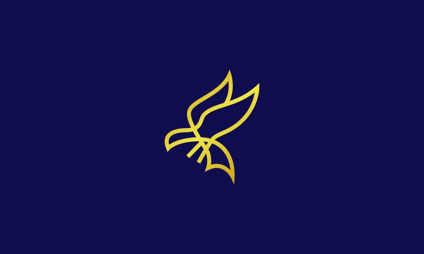 icona di vettore del logo monolinea di contorno dell'aquila linea arte. colore oro di lusso