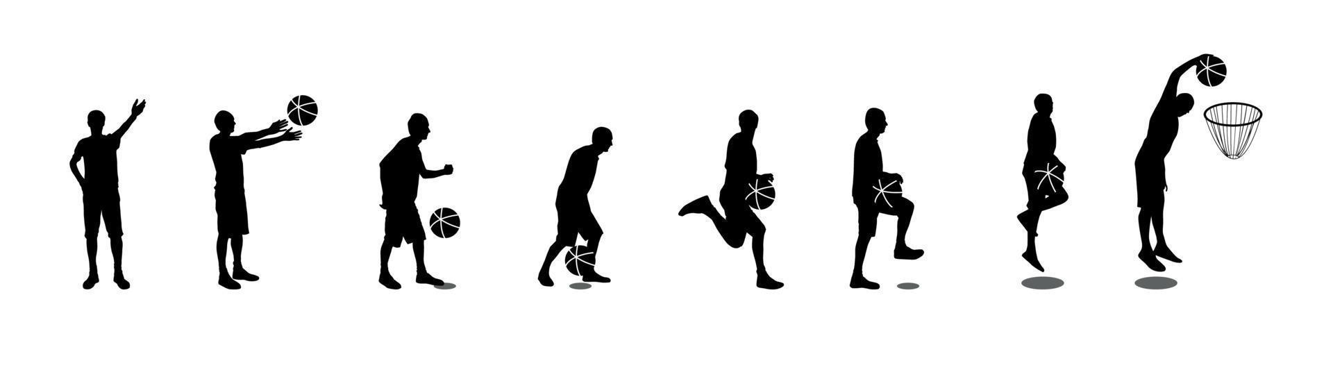 set di illustrazione vettoriale di giocatori di basket