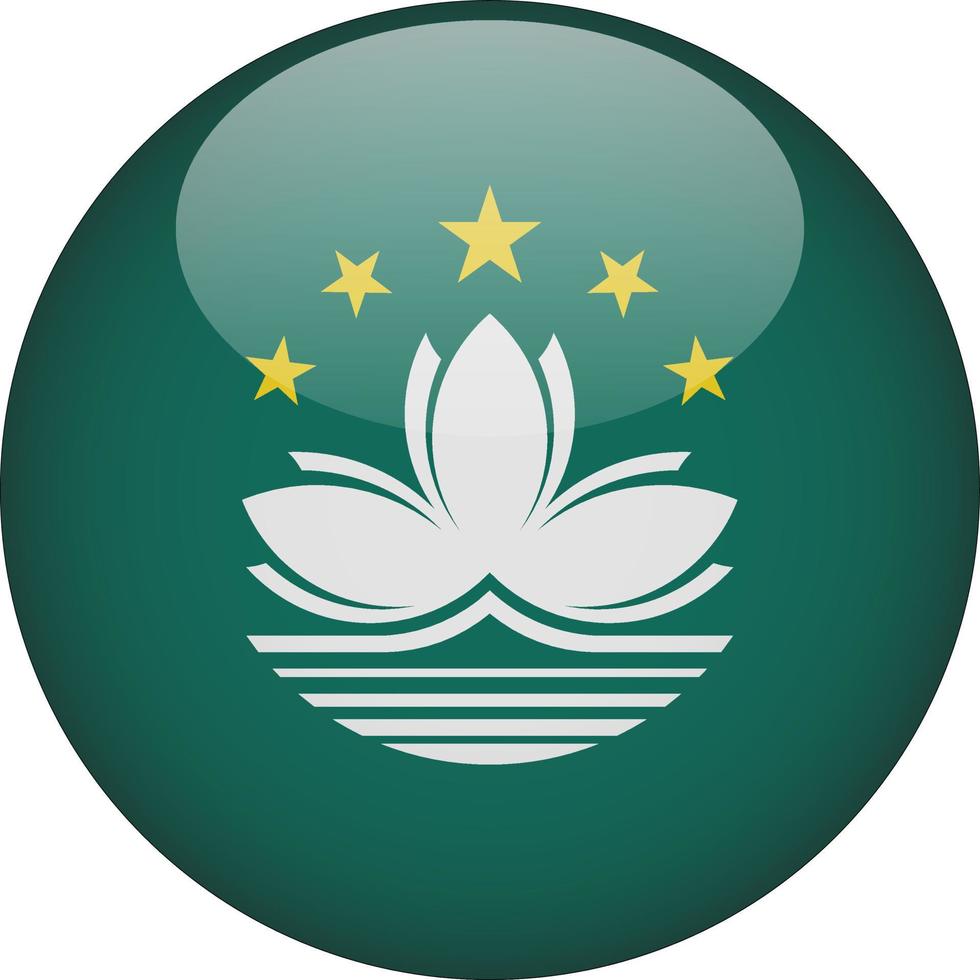 macao 3d arrotondato bandiera nazionale pulsante icona illustrazione vettore