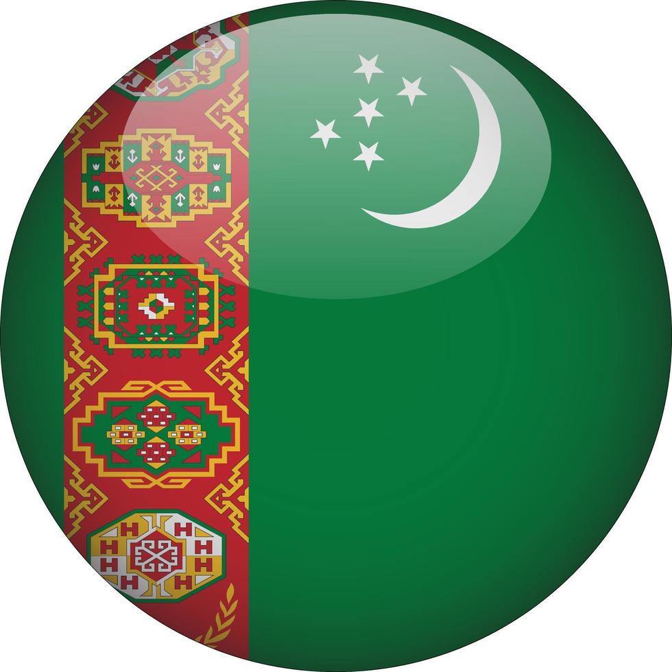 turkmenistan 3d arrotondato icona del pulsante bandiera nazionale vettore