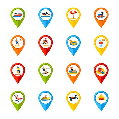 Segni di varie località Set di icone colorate vettore