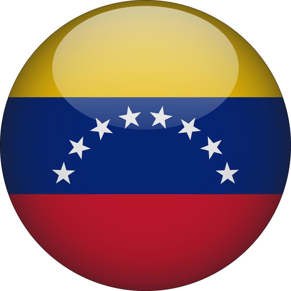icona del pulsante bandiera nazionale arrotondata 3d venezuela vettore