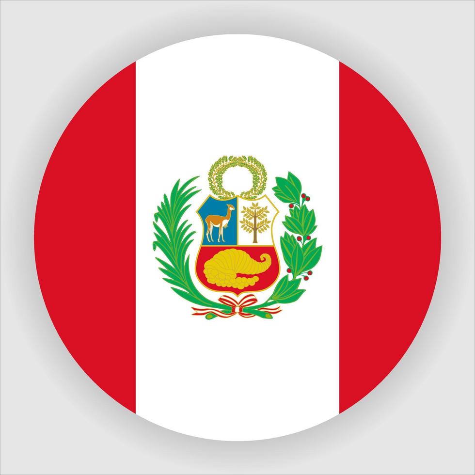 vettore dell'icona della bandiera nazionale arrotondata piatta del Perù