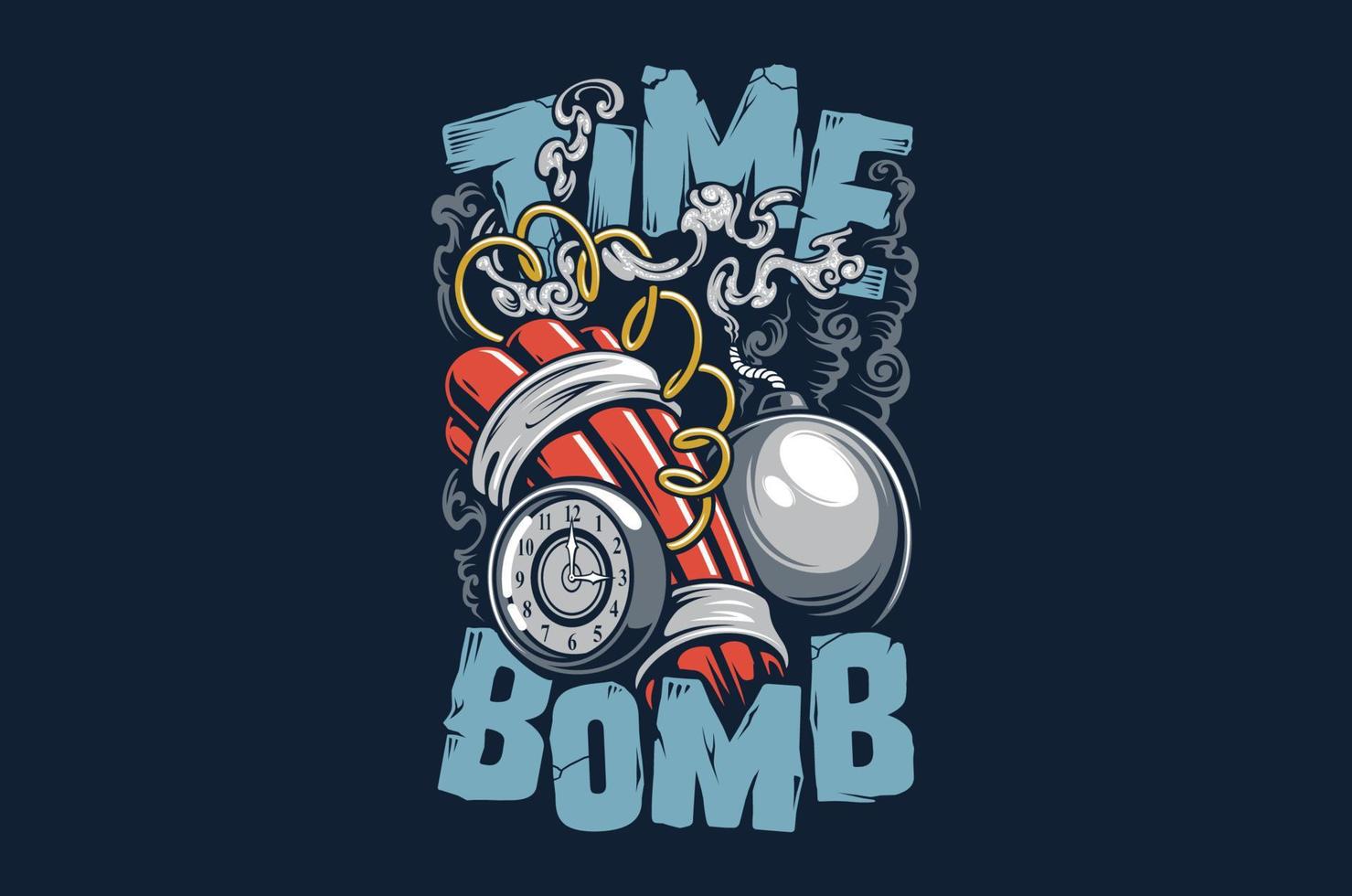 design della maglietta della bomba a orologeria design della maglietta vettore