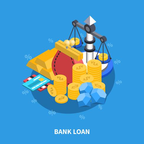 Composizione rotonda isometrica prestito bancario vettore