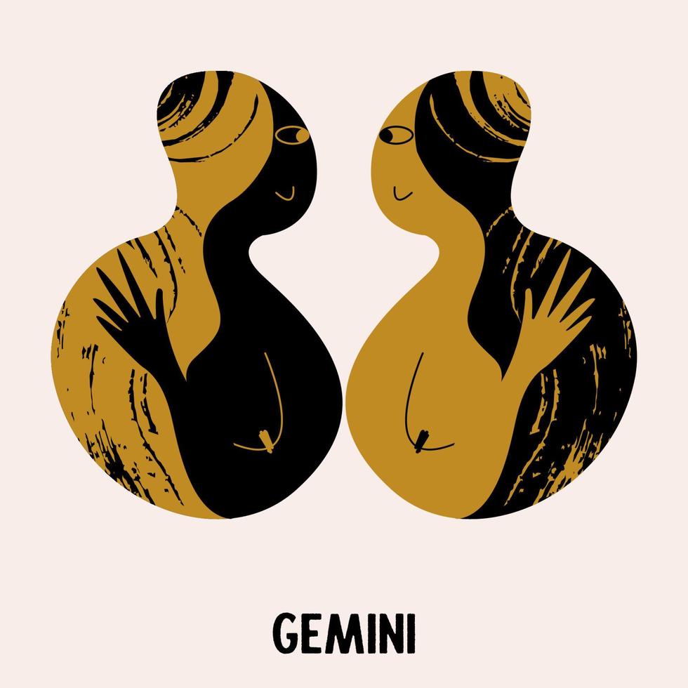 Gemelli. segno zodiacale. due ragazze sono gemelle. costellazione dei gemelli. illustrazione vettoriale in uno stile piatto.