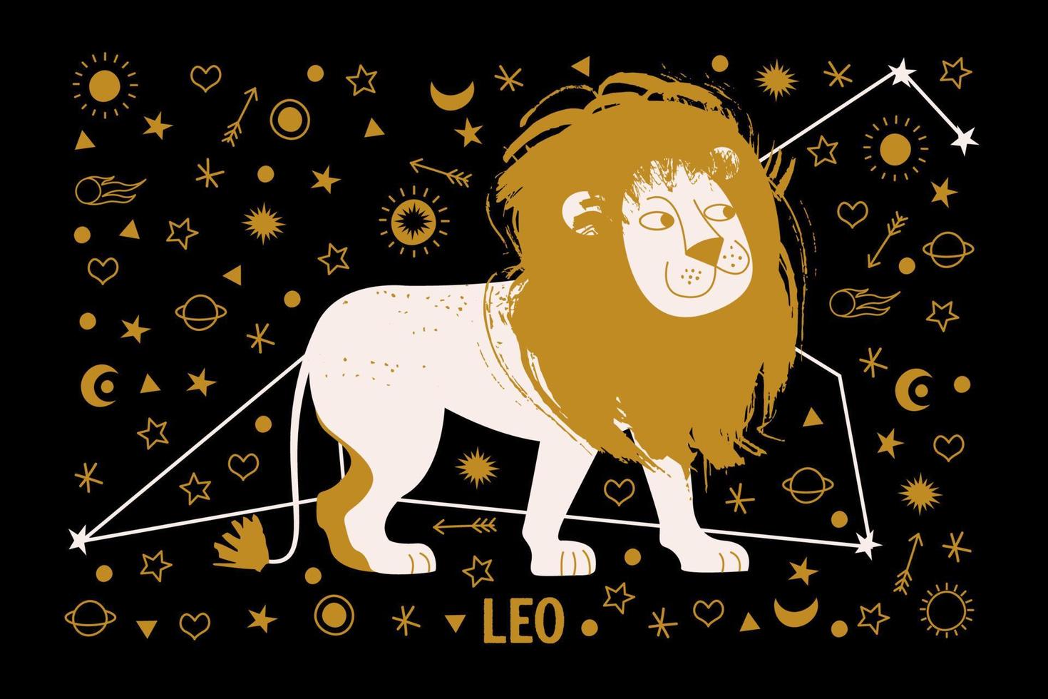 segno zodiacale leone. costellazione del leone. illustrazione vettoriale in stile piatto.