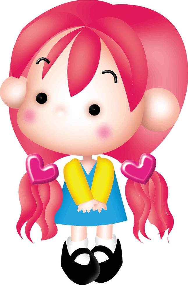 ragazza cartone animato clipart vettoriali carino kawaii