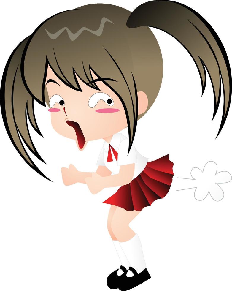 ragazza scoreggia cartone animato clipart vettoriali carino kawaii