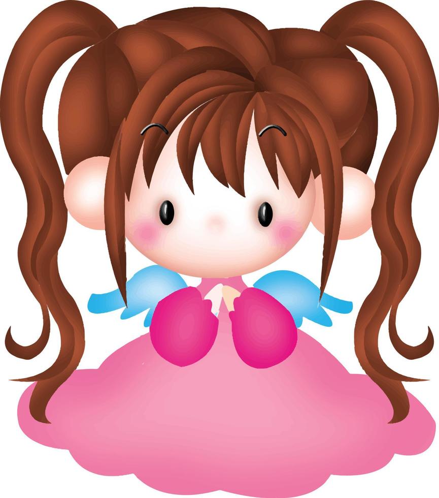 ragazza cartone animato clipart vettoriali carino kawaii