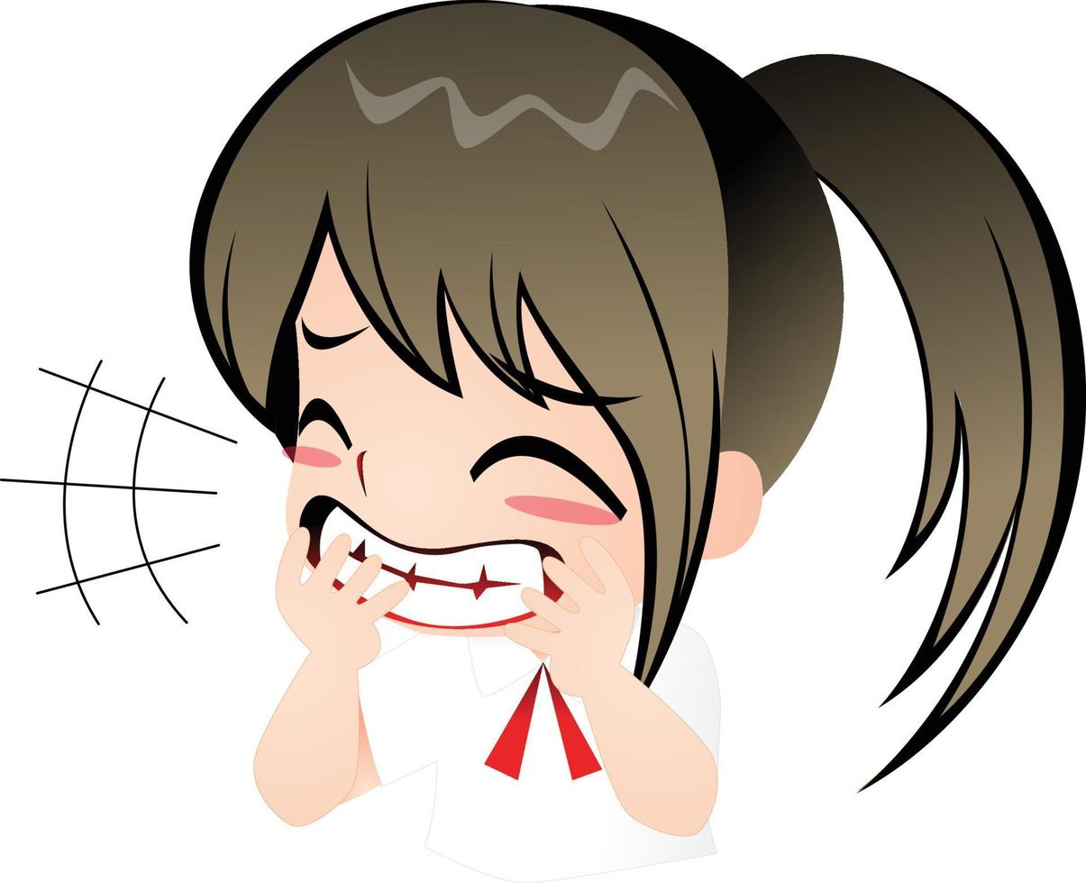 ragazza che ride cartone animato clipart vettoriali carino kawaii