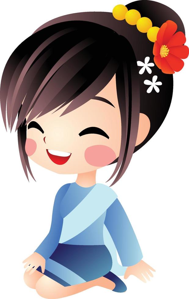 thaigirl cartone animato vector clipart carino kawaii