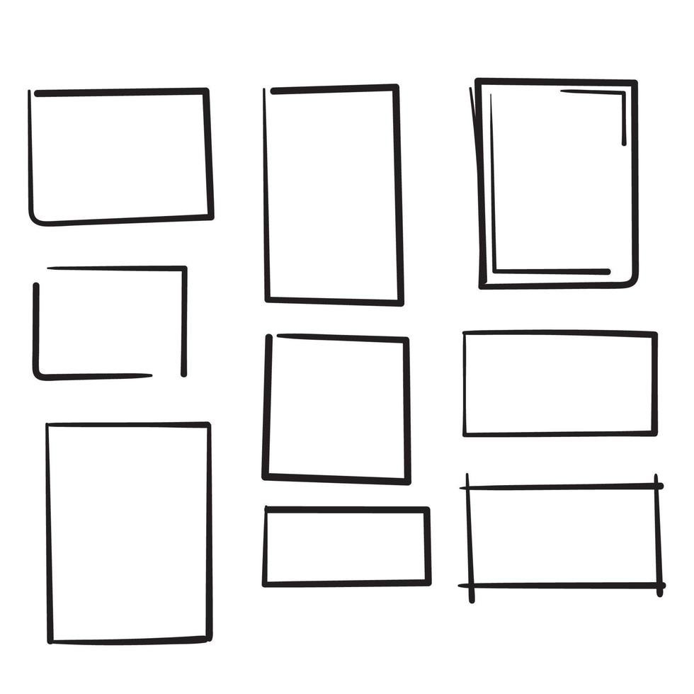 set di scatole di doodle illustrazione con vettore di stile disegnato a mano isolato