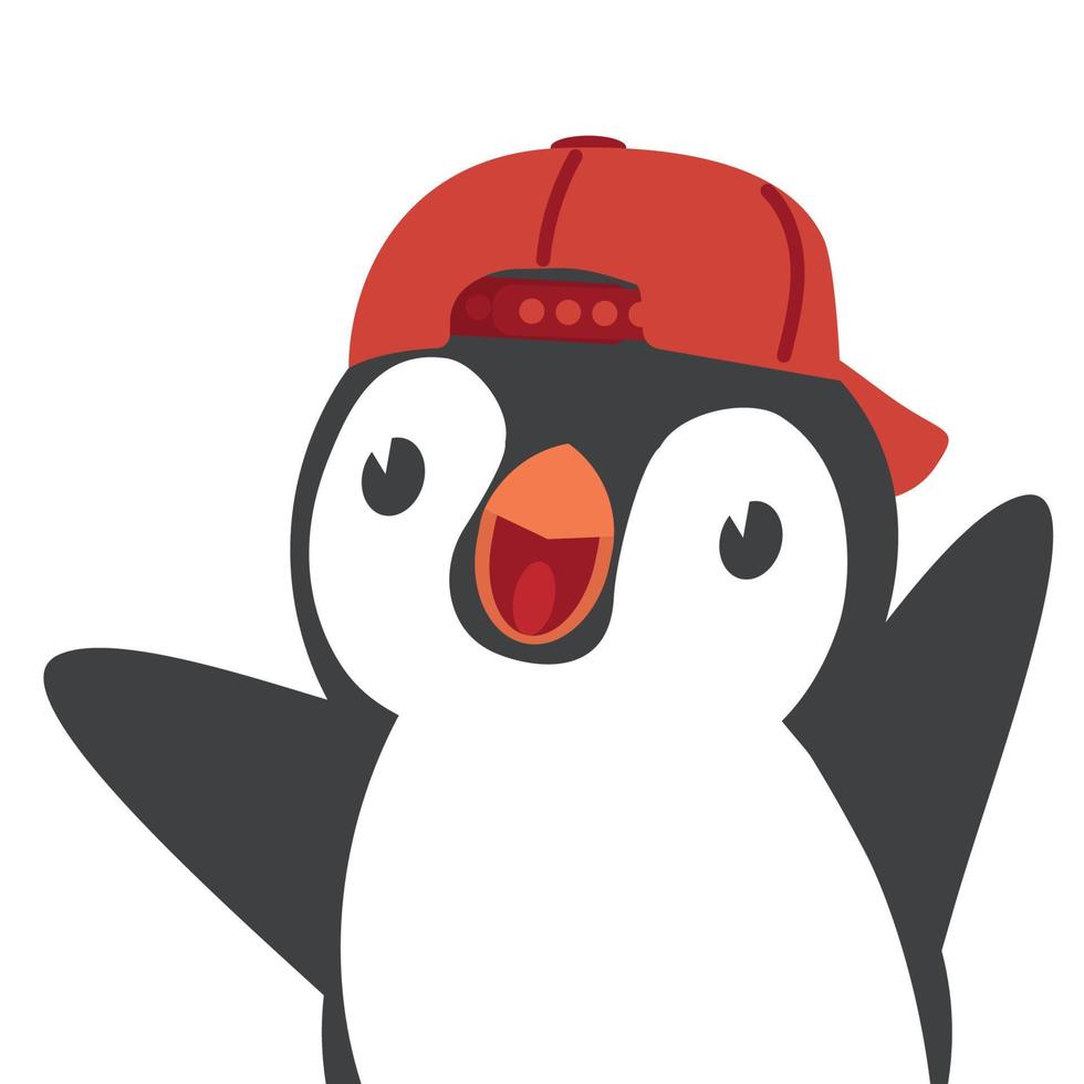 simpatico pinguino felice con il berretto da baseball vettore