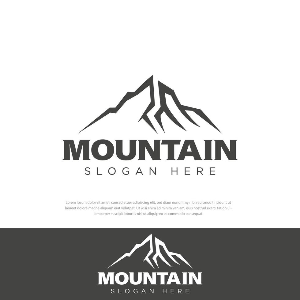 luogo di progettazione del logo di montagna di linea semplice, simbolo, illustrazione dell'icona vettore