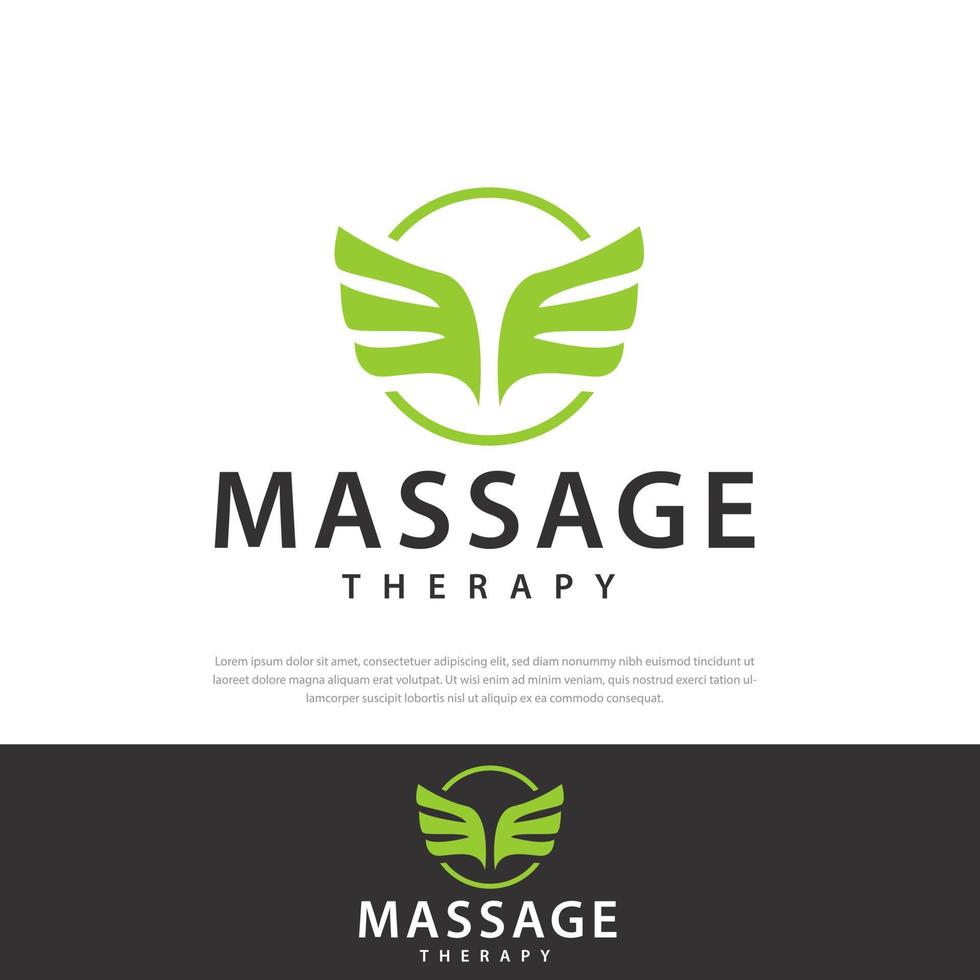 vettore cerchio terapia massaggio terapia ala illustrazione design logo, simbolo, icona, modello di progettazione