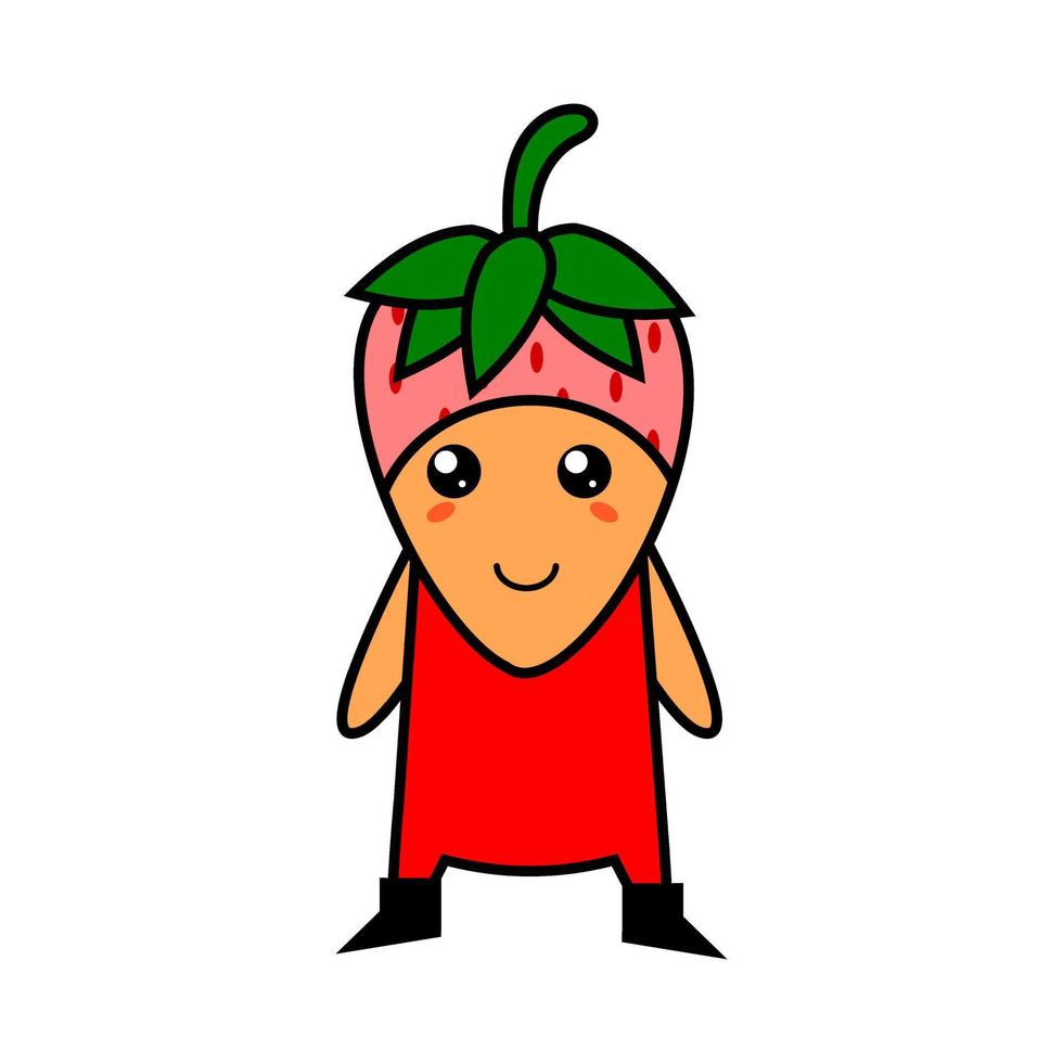 simpatica mascotte ragazzo fragola. carattere fragola. vettore