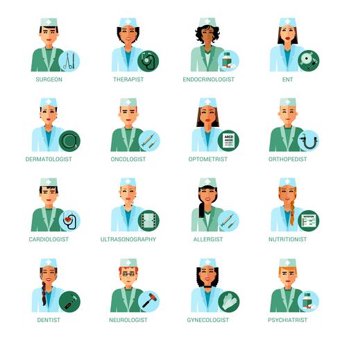 Set di avatar di professioni mediche vettore