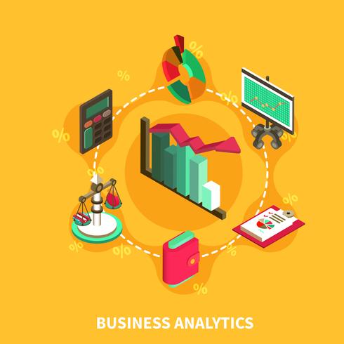 Composizione rotonda isometrica di analisi dei dati aziendali vettore