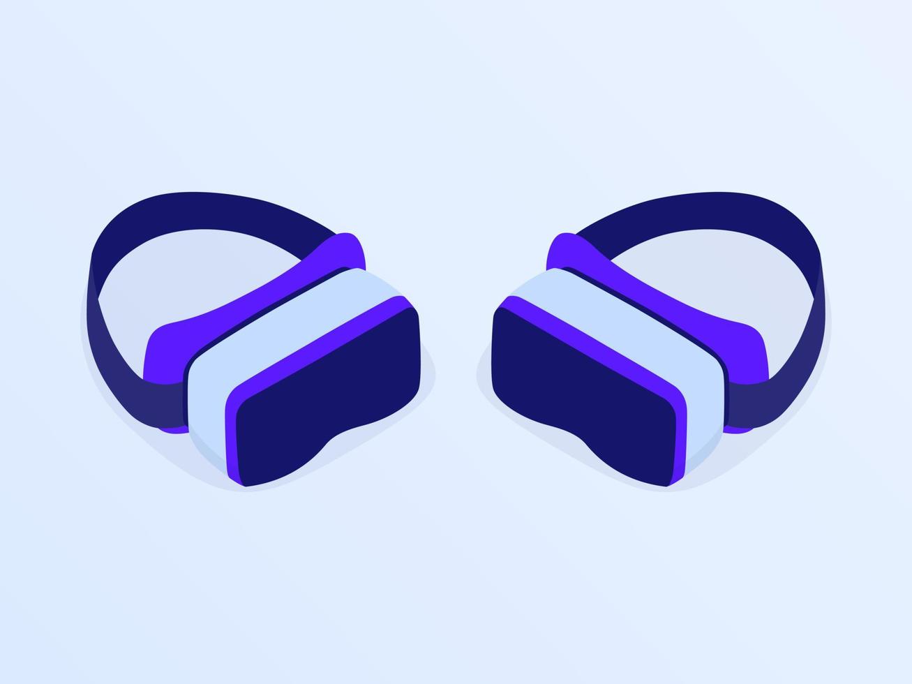 vr occhiali per realtà virtuale strumenti isolati set di oggetti di raccolta con stile piatto isometrico vettore