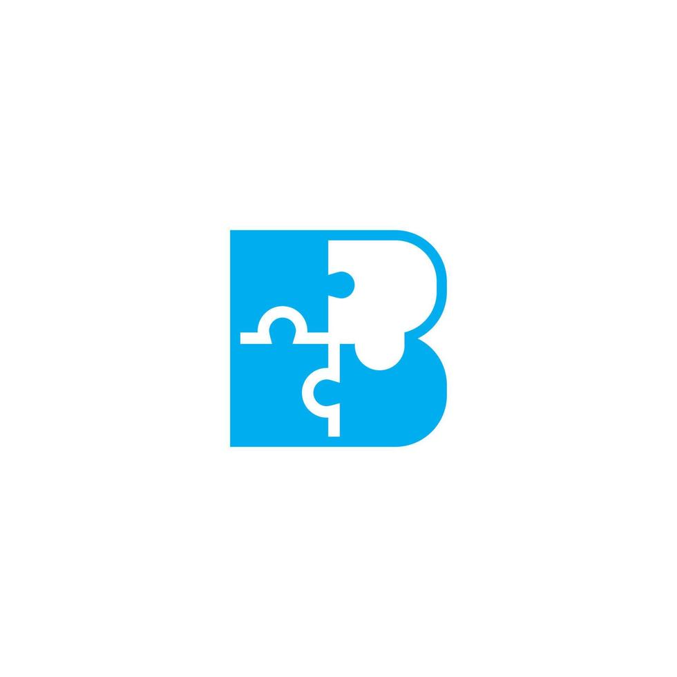 lettera b iniziale con illustrazione del logo a forma di puzzle all'interno del design vettore