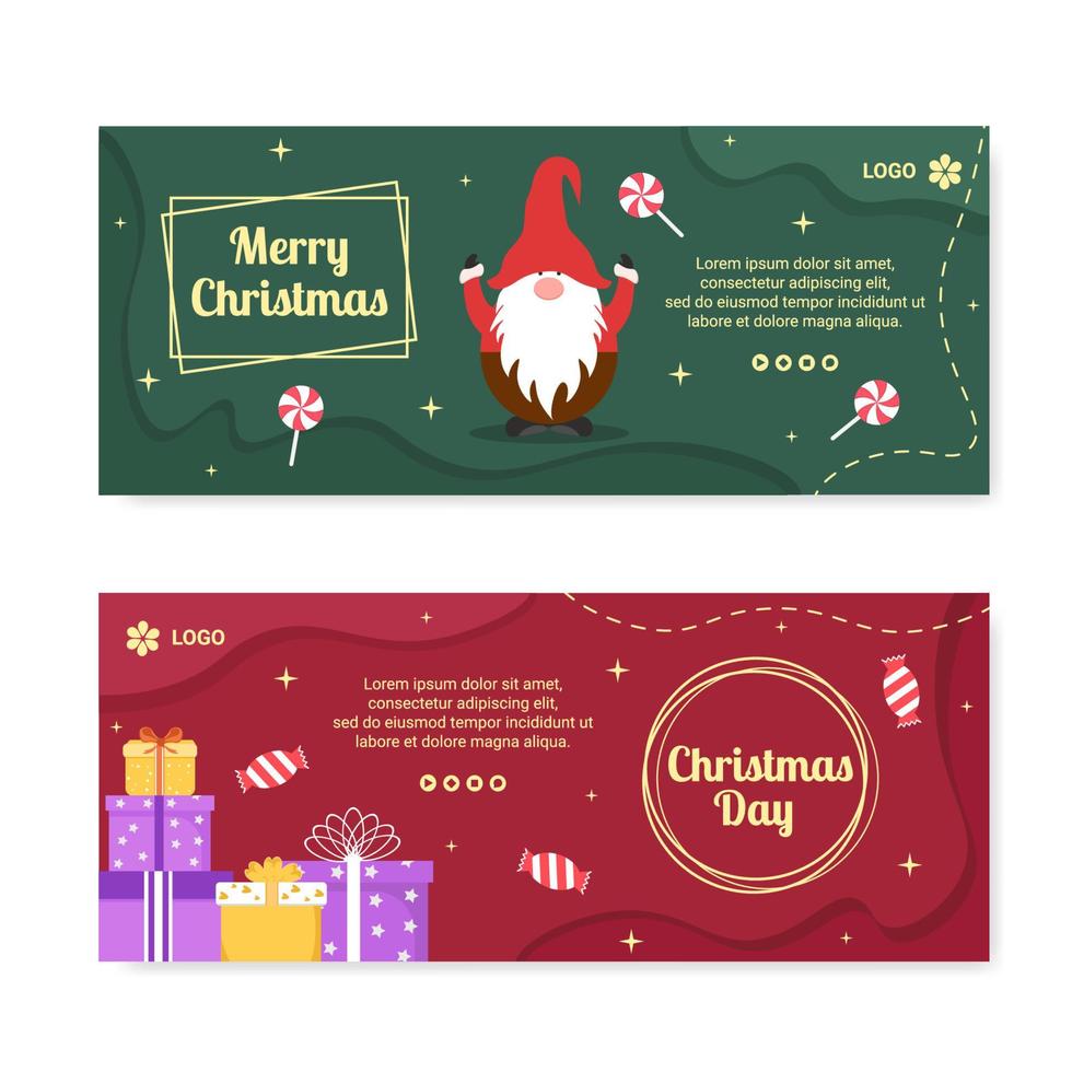 buon natale giorno banner modello design piatto illustrazione modificabile di sfondo quadrato adatto per social media, carta, saluti e annunci web internet vettore