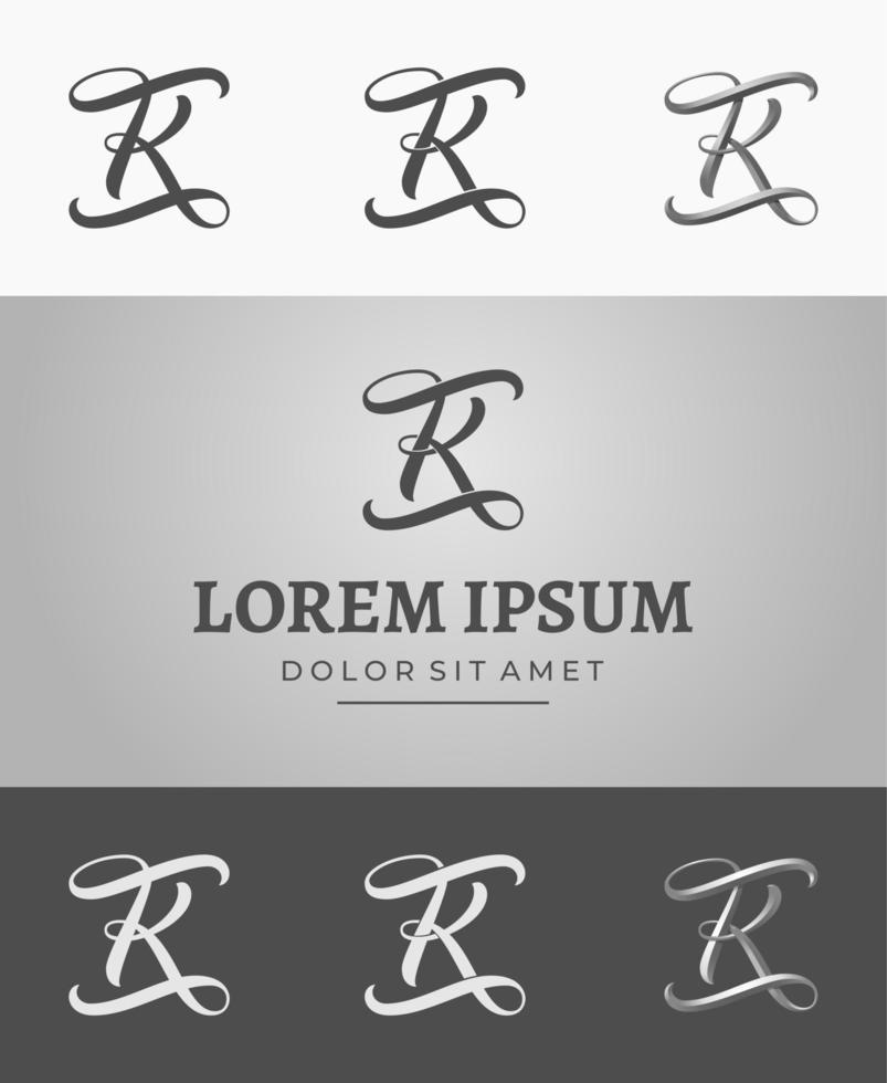 modello di monogramma lettera k per il design del logo. simbolo per il design del monogramma, logotipo, identità, inviti di nozze, decorazioni. stile vintage. logo vettoriale lettera k.