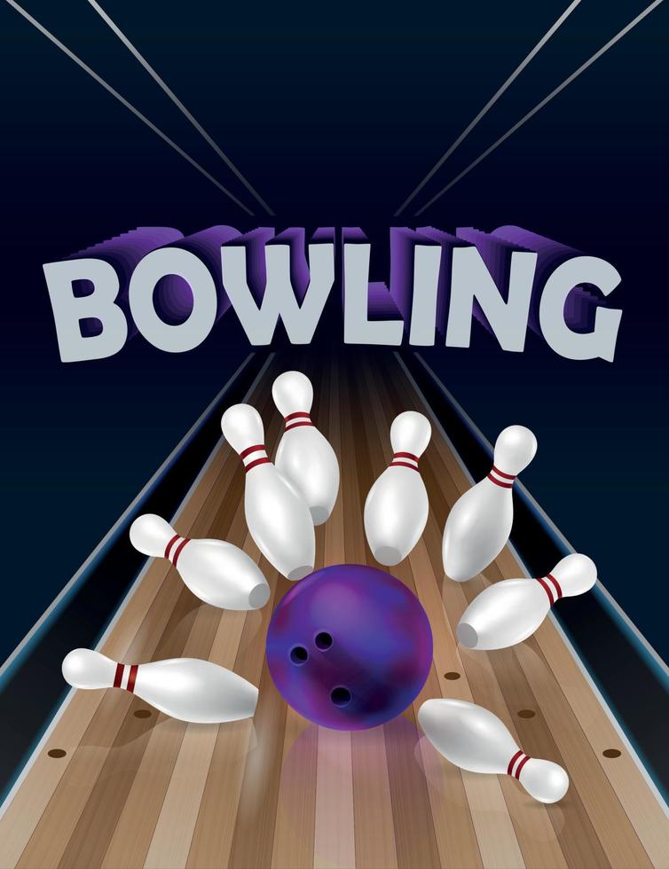 composizione realistica del manifesto di bowling vettore