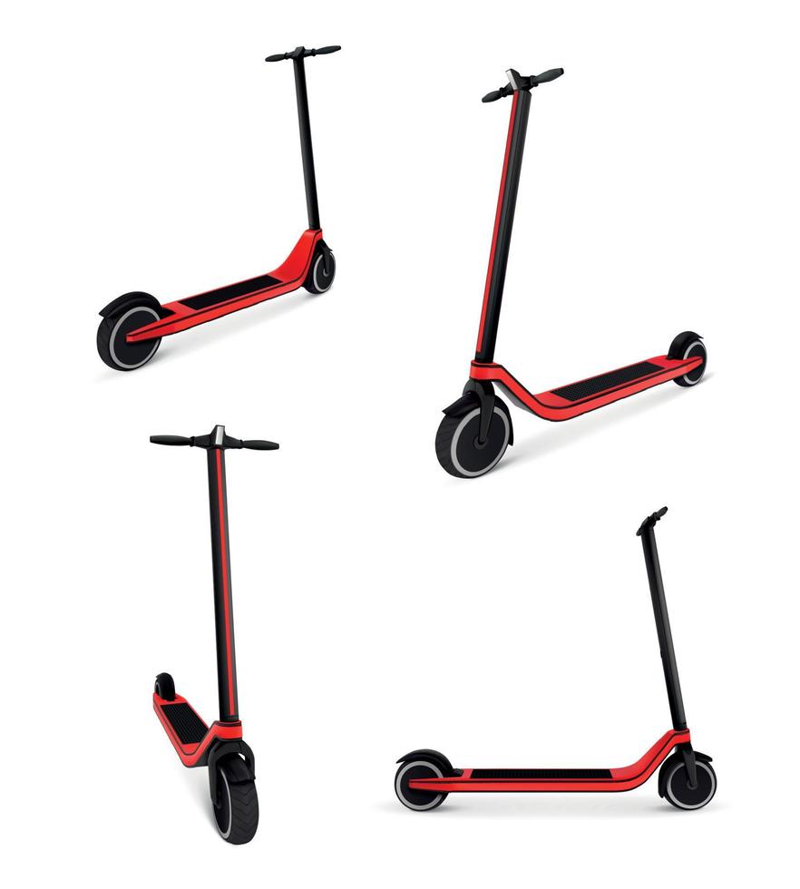 set realistico di scooter elettrico vettore