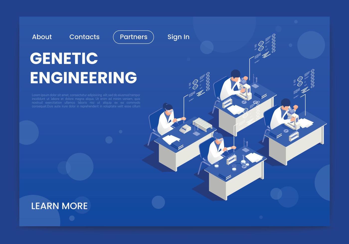 progettazione della pagina di ingegneria genetica vettore