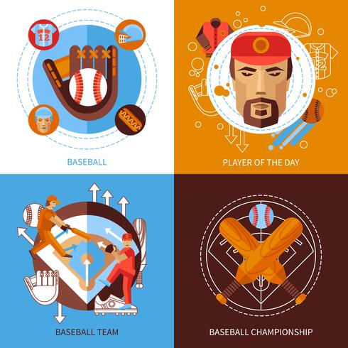 Set di icone di concetto di baseball vettore