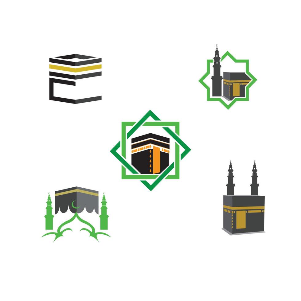 modello di progettazione dell'illustrazione del logo del simbolo della mecca di kaaba vettore