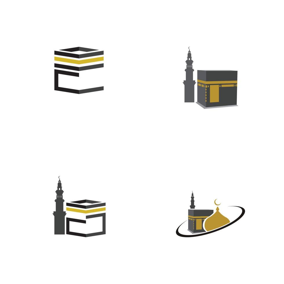 modello di progettazione dell'illustrazione del logo del simbolo della mecca di kaaba vettore