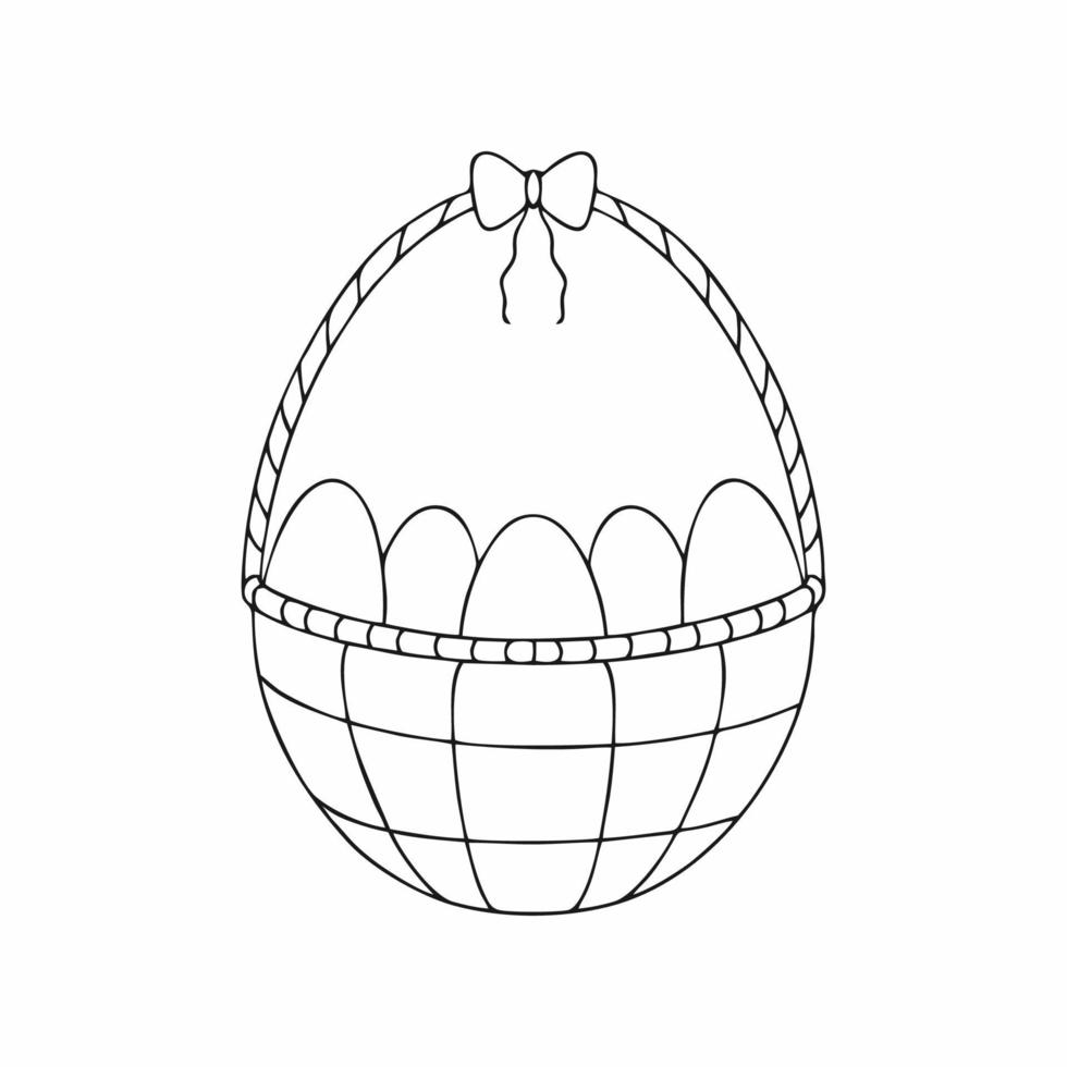 cesto di uova di Pasqua. icona nello stile del doodle. illustrazione vettoriale per le vacanze di Pasqua.