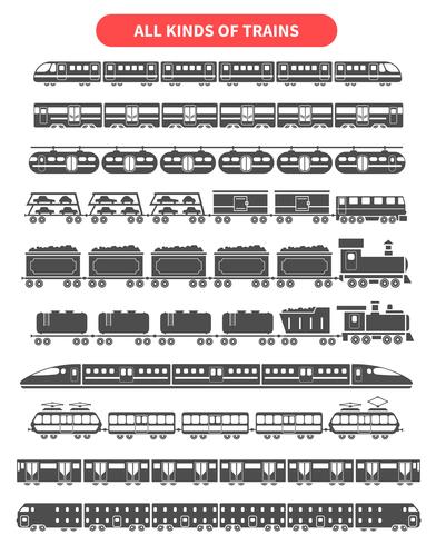 Treno nero set vettore