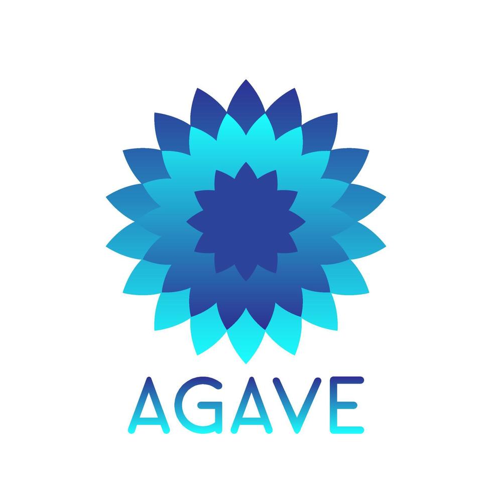 agave, modello astratto logo blu, illustrazione vettoriale
