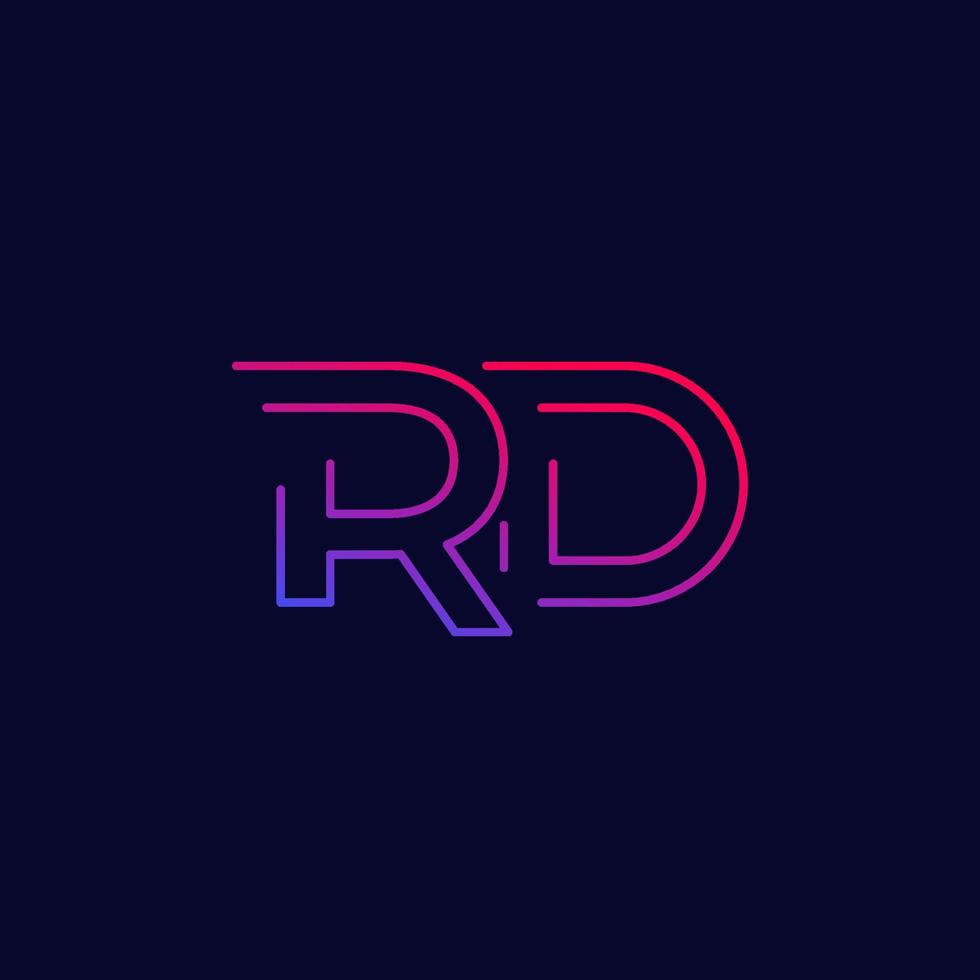 rd lettere logo design, vettore di linea