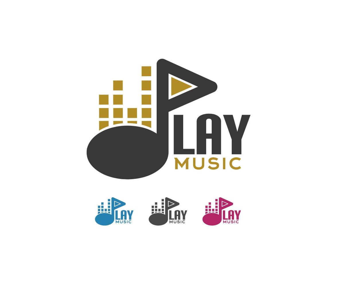 design del logo musicale, con una chiave a forma di lettera p vettore