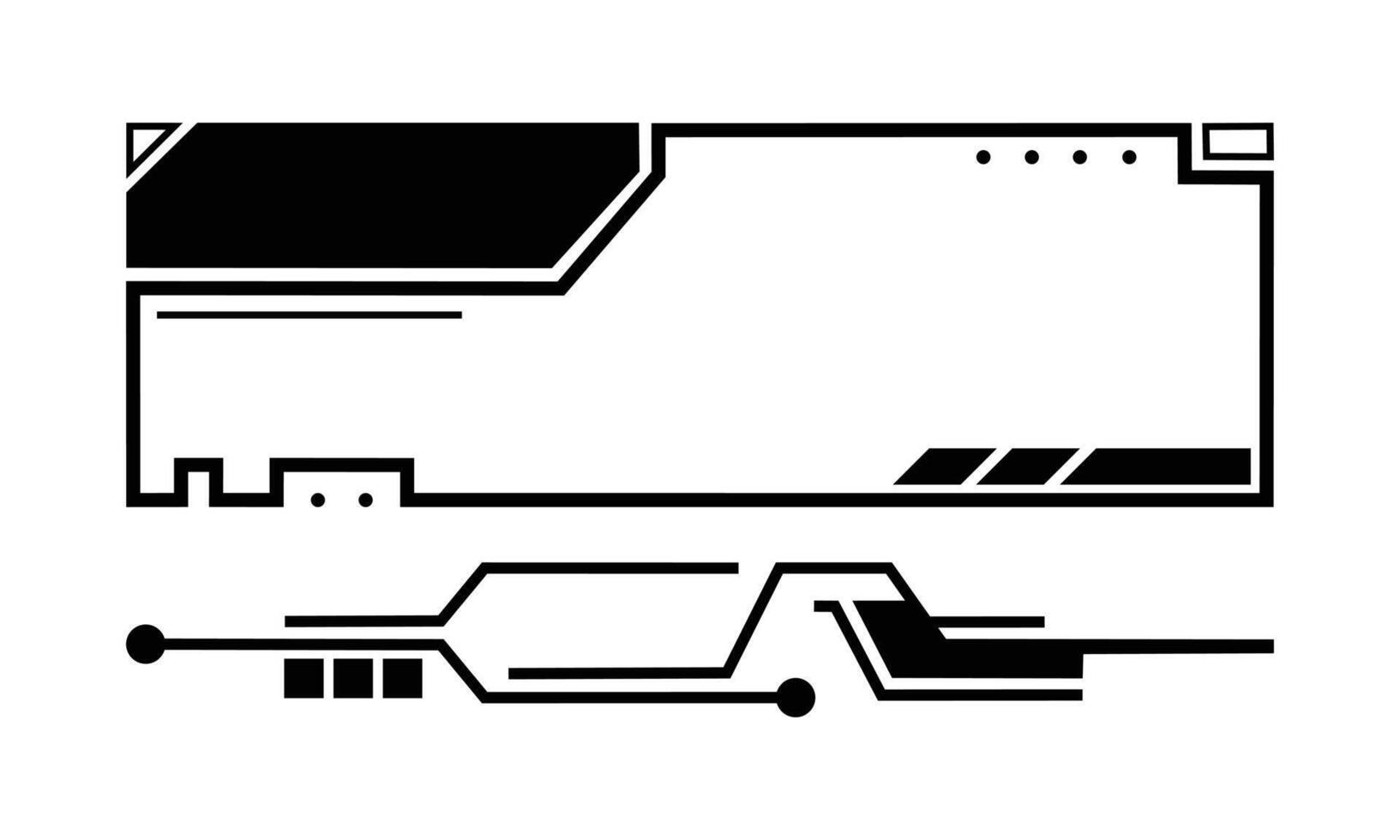 illustrazione di gioco hud per la progettazione di giochi da pannello. illustrazione futuristica o cyber frame per l'interfaccia di gioco. copia spazio illustrazione nel tema della scienza tecnologica. vettore