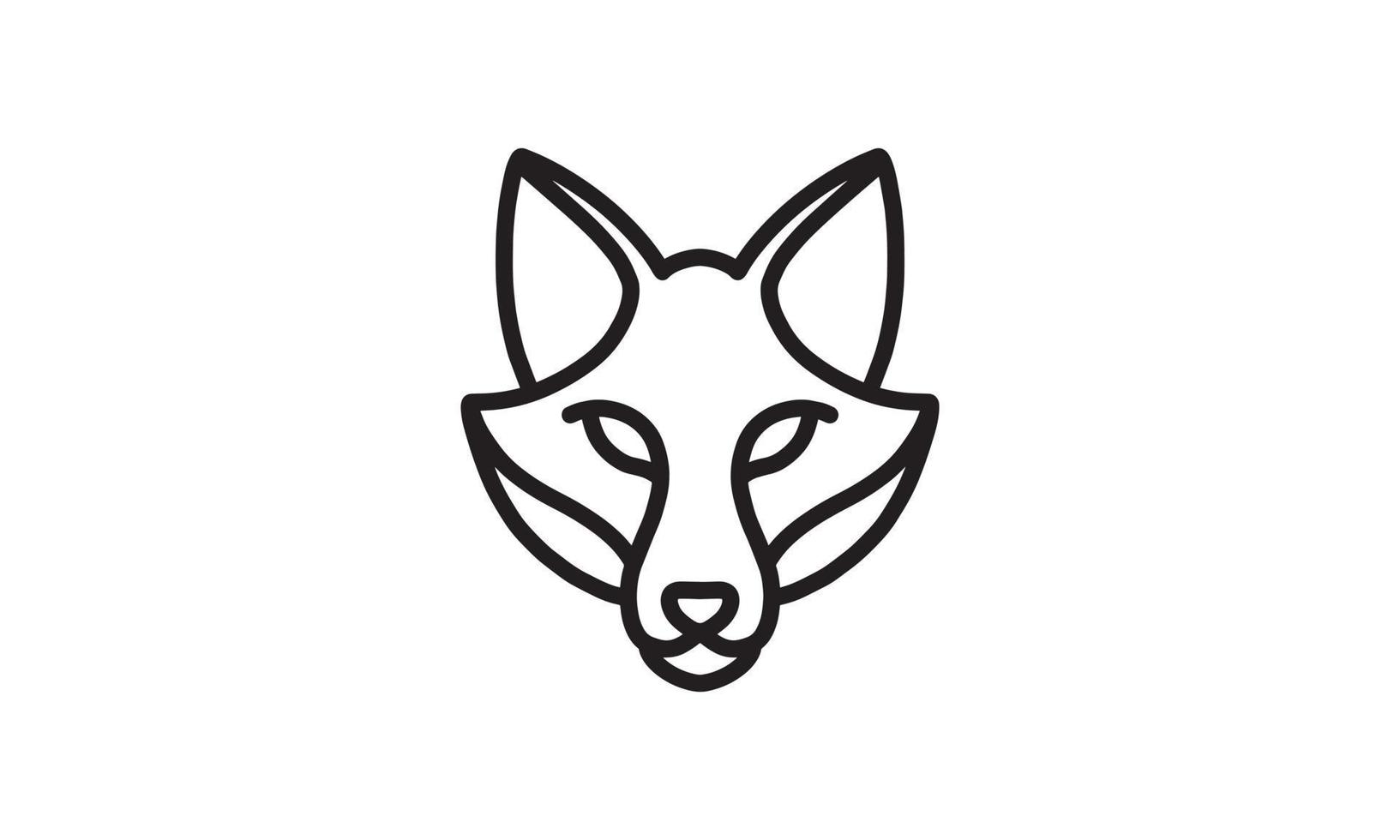 icona della linea vettoriale della volpe, arte della linea vettoriale della testa di animale, illustrazione animale isolata per il logo desain