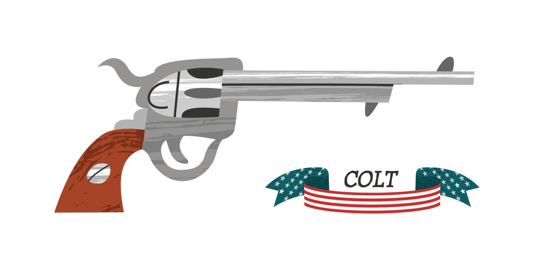 revolver colt. arma antica. revolver americano. illustrazione vettoriale. vettore