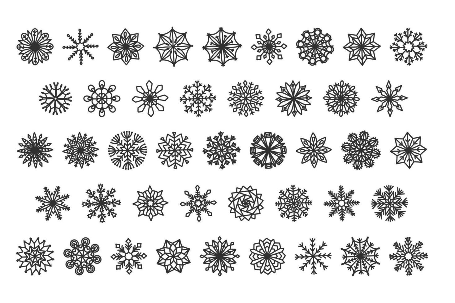 set di fiocchi di neve invernali unici disegno vettoriale di natale per brochure banner carta sticker