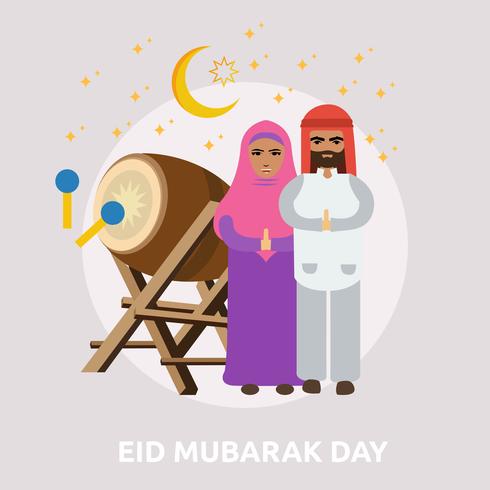 Progettazione concettuale dell&#39;illustrazione di giorno di Eid Mubarak vettore