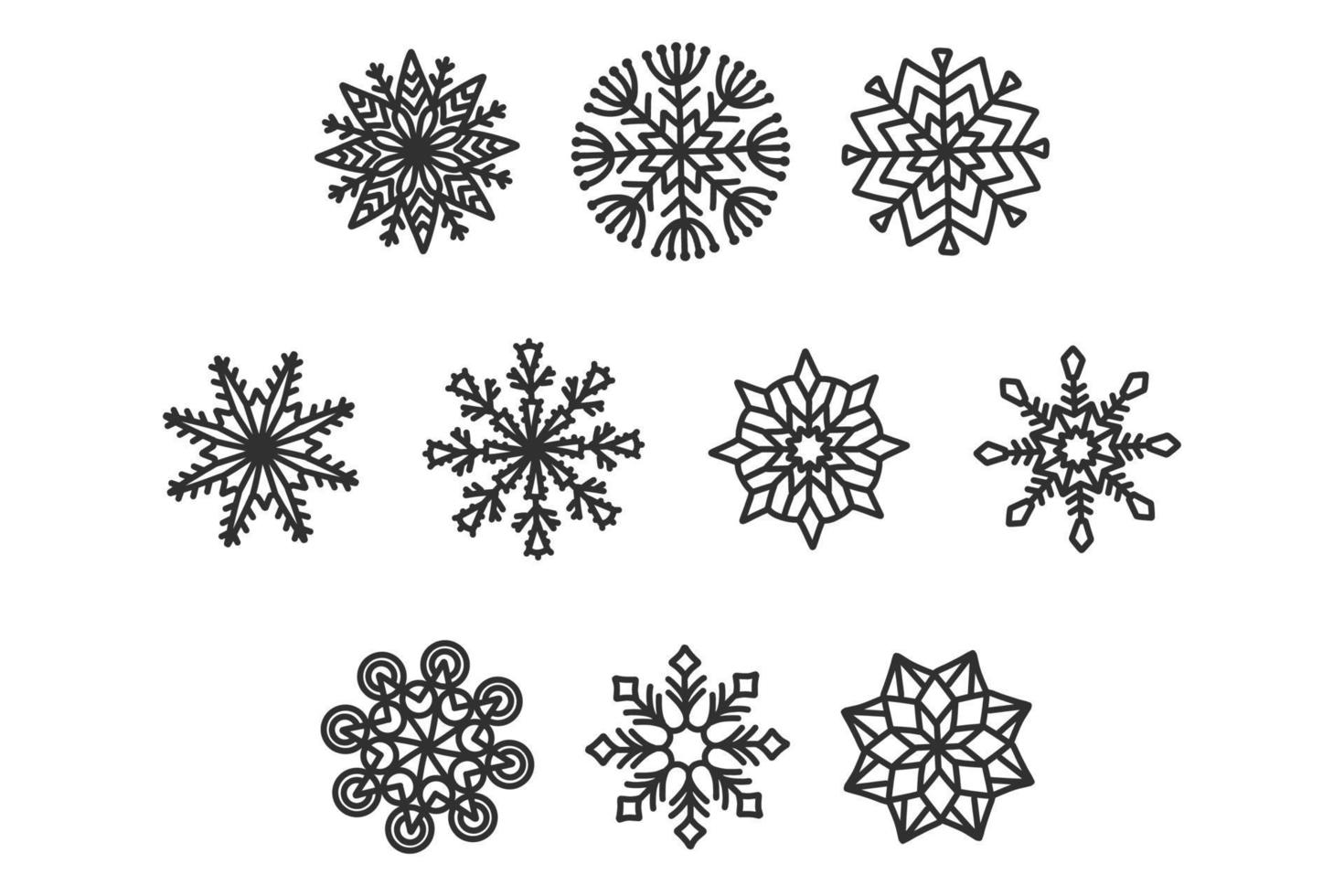 collezione di fiocchi di neve per le vacanze invernali, simbolo di capodanno e natale vettore